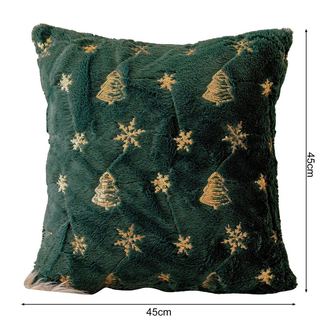 Throw Pillowcase Snowflake Christmas Tree Pattern Hidden Zipper Pillow Cover Bedroom Living Room Sofa Year Party Decor Image 9