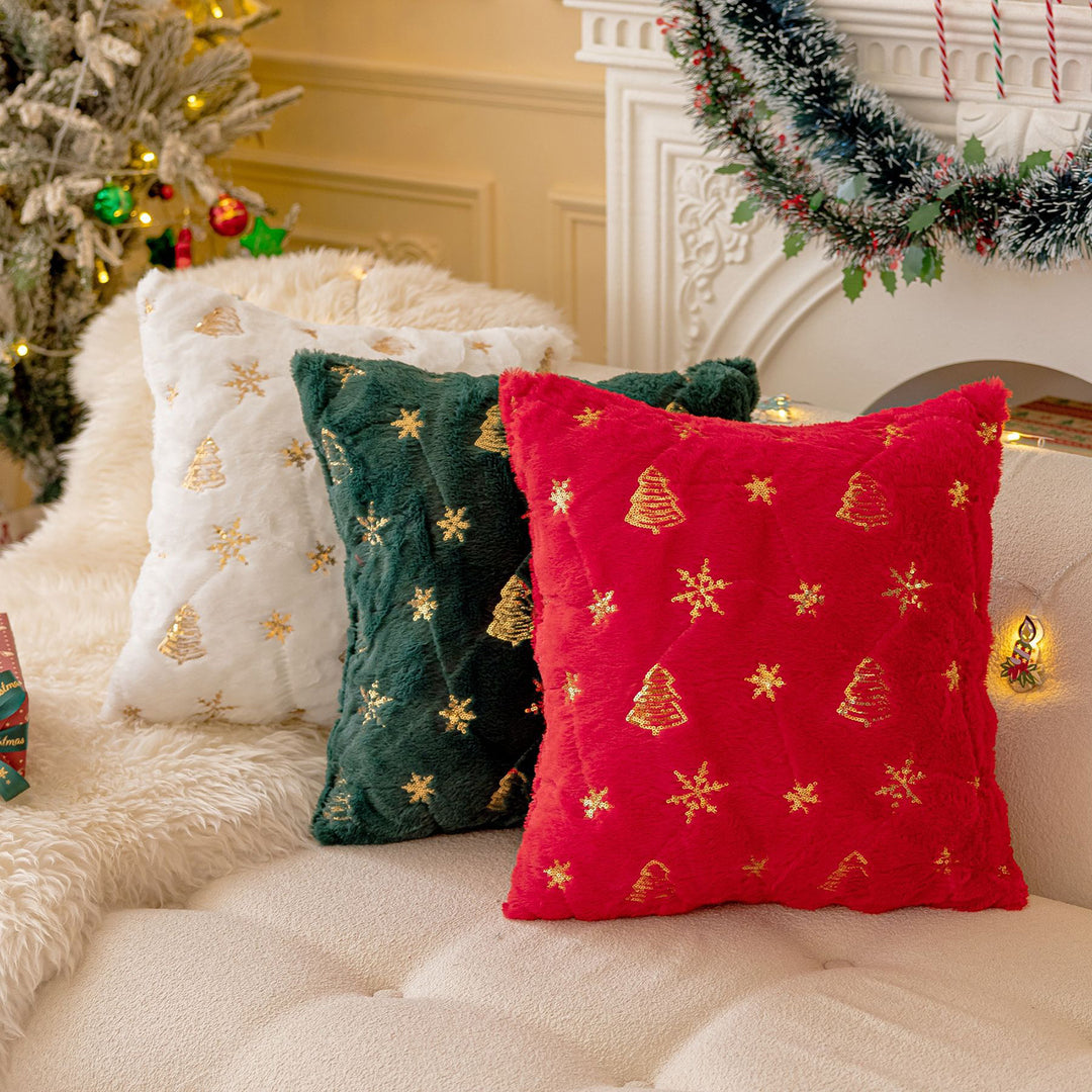 Throw Pillowcase Snowflake Christmas Tree Pattern Hidden Zipper Pillow Cover Bedroom Living Room Sofa Year Party Decor Image 11