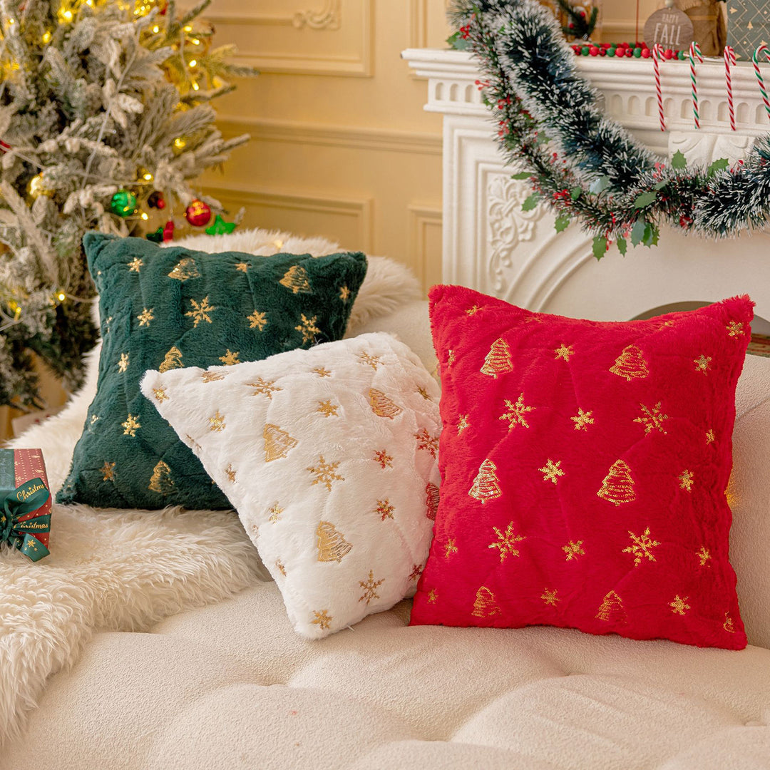 Throw Pillowcase Snowflake Christmas Tree Pattern Hidden Zipper Pillow Cover Bedroom Living Room Sofa Year Party Decor Image 12