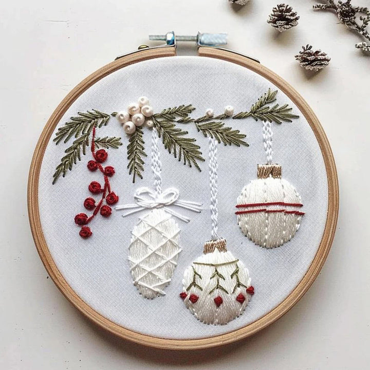 Christmas Embroidery Kit with Bamboo Hoop Threads Needles Scissors Threader Beginners Starter Cross Stitch Hand DIY Image 7