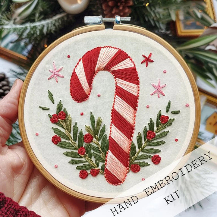 Christmas Embroidery Kit with Bamboo Hoop Threads Needles Scissors Threader Beginners Starter Cross Stitch Hand DIY Image 9