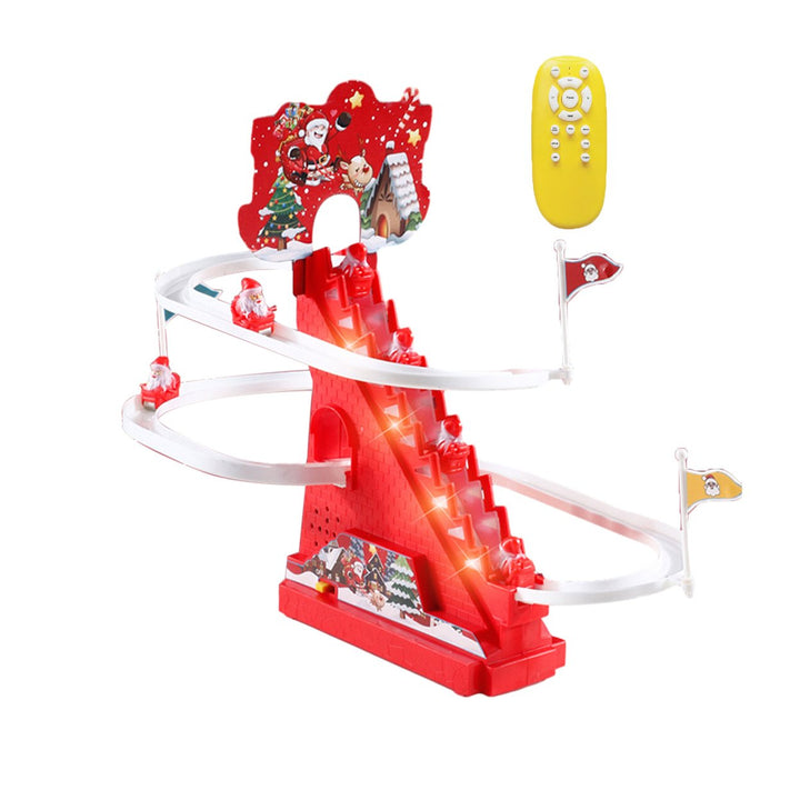 Electric Santa Climbing Track Toy with Light Music Remote Control Automatic Stair Climbing Roller Coaster Sliding Toy Image 2