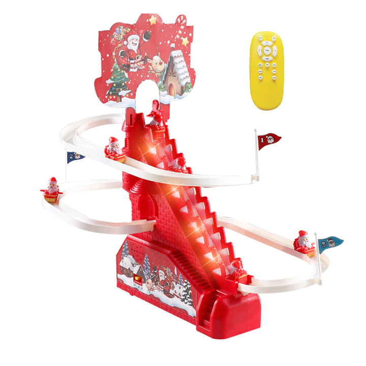 Electric Santa Climbing Track Toy with Light Music Remote Control Automatic Stair Climbing Roller Coaster Sliding Toy Image 4