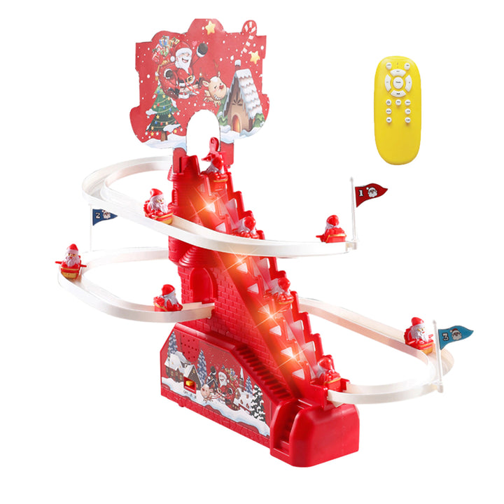 Electric Santa Climbing Track Toy with Light Music Remote Control Automatic Stair Climbing Roller Coaster Sliding Toy Image 4