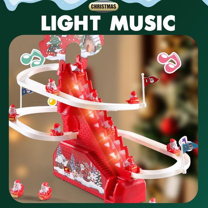 Electric Santa Climbing Track Toy with Light Music Remote Control Automatic Stair Climbing Roller Coaster Sliding Toy Image 8