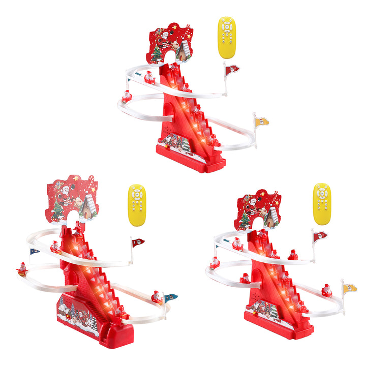 Electric Santa Climbing Track Toy with Light Music Remote Control Automatic Stair Climbing Roller Coaster Sliding Toy Image 9