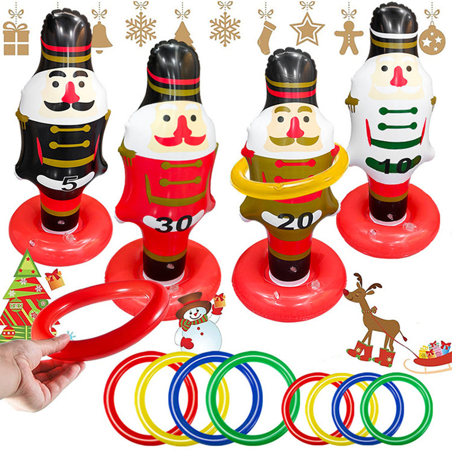 Christmas Inflatable Ring Toss Game Santa Nutcracker Toy Set Interactive Parent-Child Game Party Decorations Outdoor Image 1