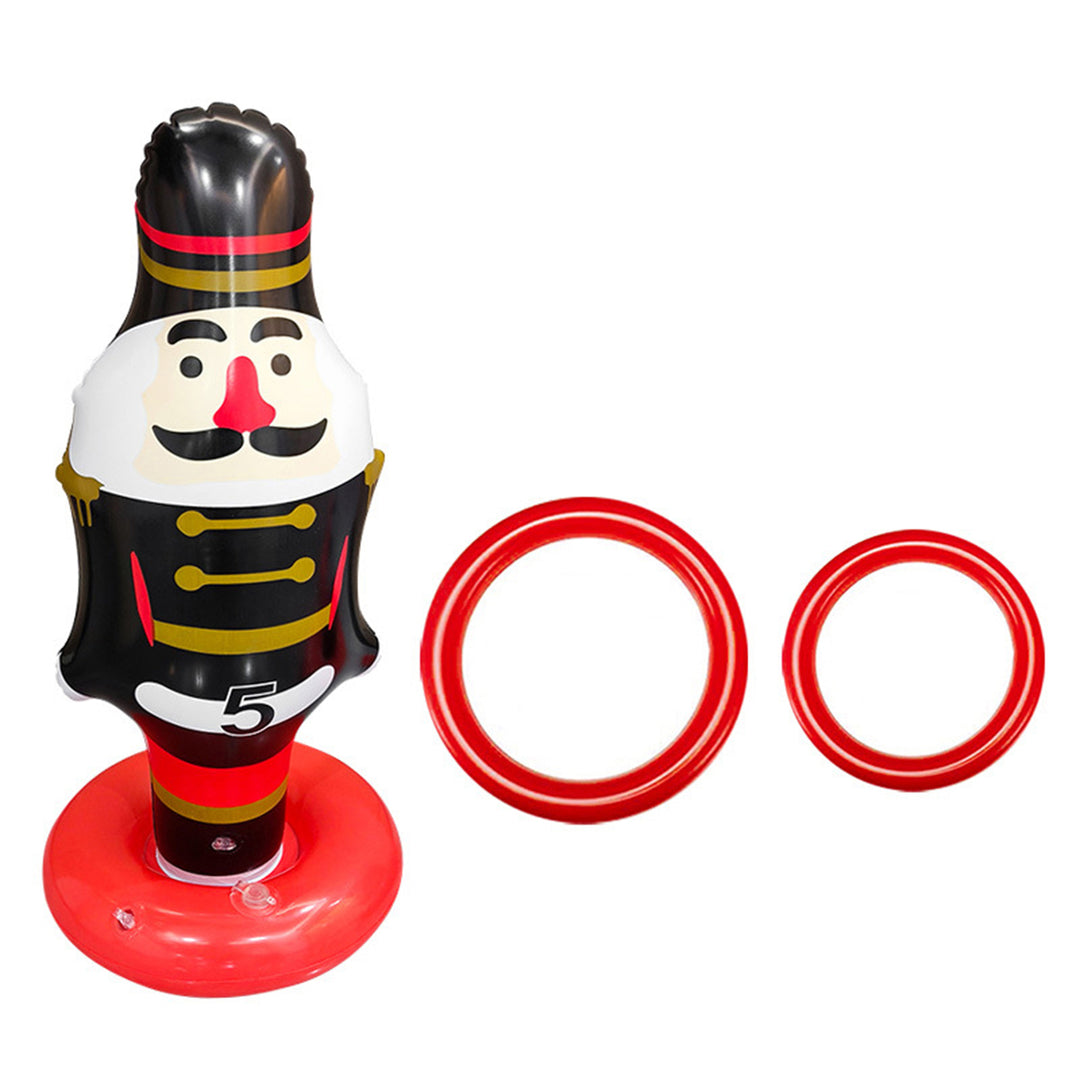 Christmas Inflatable Ring Toss Game Santa Nutcracker Toy Set Interactive Parent-Child Game Party Decorations Outdoor Image 2