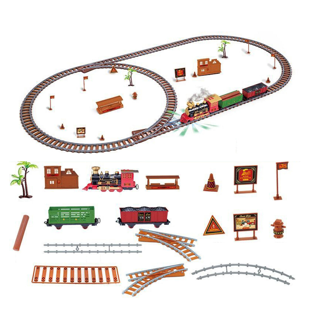 220/251Pcs/Set Electric Track Train Toy with Light Sound Educational Spraying Classical Train Toy Boys Girls Gift Image 2