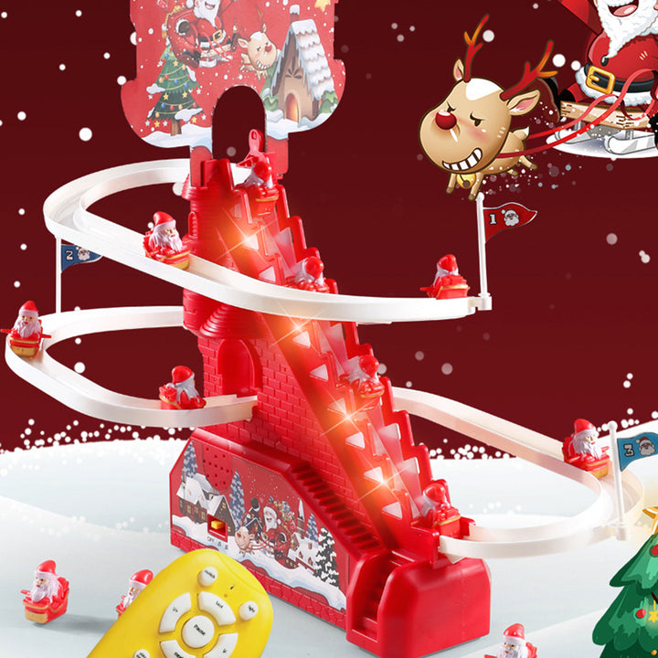 Electric Santa Climbing Track Toy with Light Music Remote Control Automatic Stair Climbing Roller Coaster Sliding Toy Image 11