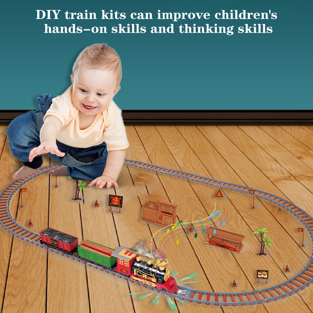 220/251Pcs/Set Electric Track Train Toy with Light Sound Educational Spraying Classical Train Toy Boys Girls Gift Image 4