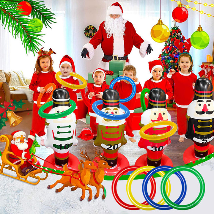 Christmas Inflatable Ring Toss Game Santa Nutcracker Toy Set Interactive Parent-Child Game Party Decorations Outdoor Image 8