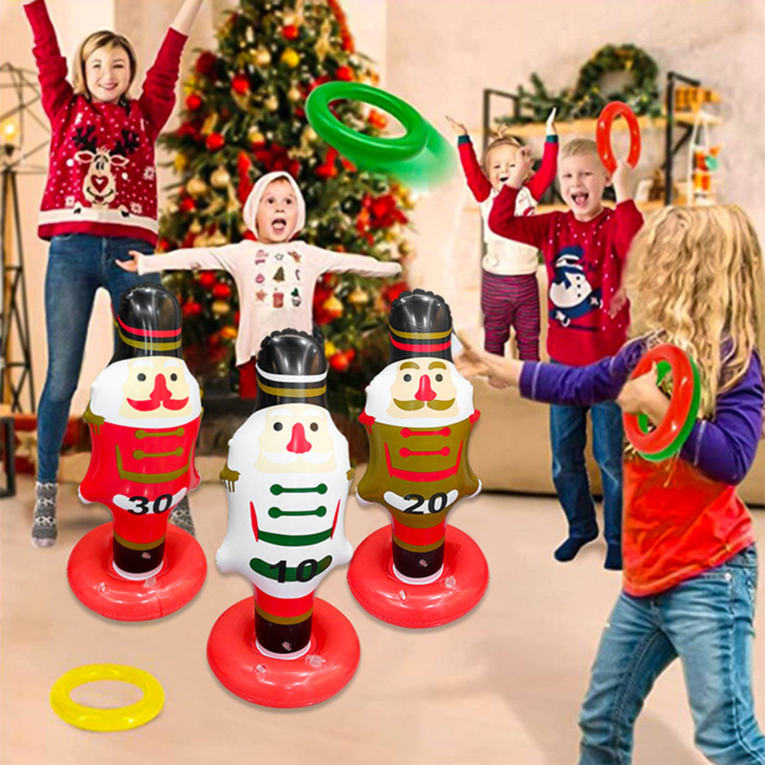 Christmas Inflatable Ring Toss Game Santa Nutcracker Toy Set Interactive Parent-Child Game Party Decorations Outdoor Image 9