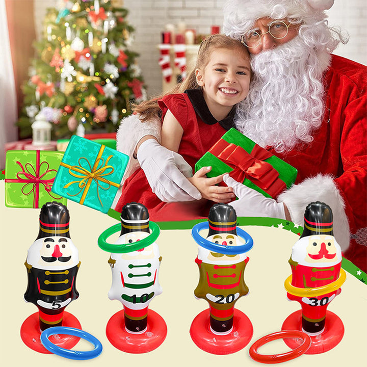 Christmas Inflatable Ring Toss Game Santa Nutcracker Toy Set Interactive Parent-Child Game Party Decorations Outdoor Image 10