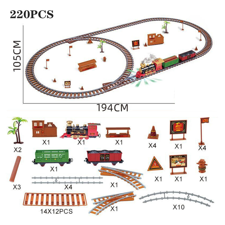 220/251Pcs/Set Electric Track Train Toy with Light Sound Educational Spraying Classical Train Toy Boys Girls Gift Image 12