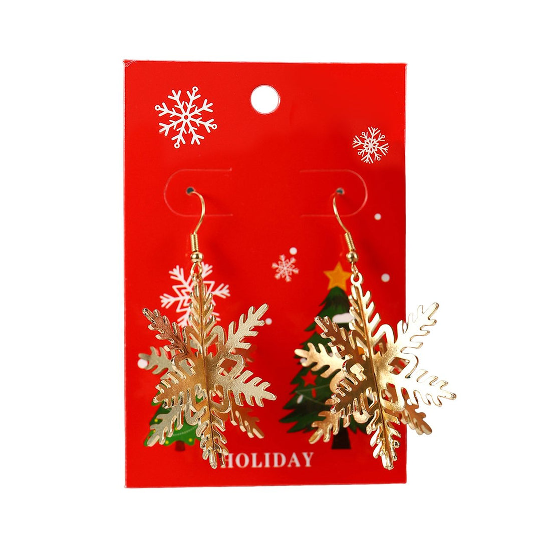 1 Pair Women Christmas Earrings Christmas Tree Elk Santa Bell Shape Rhinestone Hoop Earrings Year Party Hanging Image 1