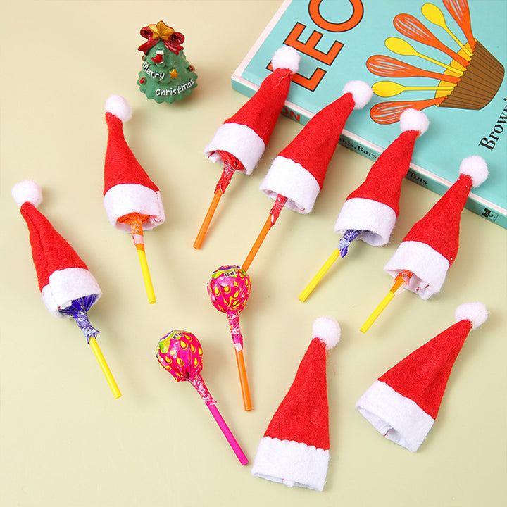 20 Pcs Christmas Candy Hat Finger Cap Lollipop Decoration Hats Mini Santa Hat Year Party Table Dinner Decoration Wine Image 1