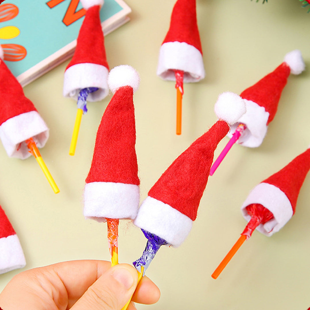 20 Pcs Christmas Candy Hat Finger Cap Lollipop Decoration Hats Mini Santa Hat Year Party Table Dinner Decoration Wine Image 2