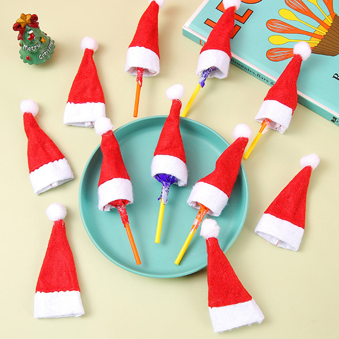 20 Pcs Christmas Candy Hat Finger Cap Lollipop Decoration Hats Mini Santa Hat Year Party Table Dinner Decoration Wine Image 4