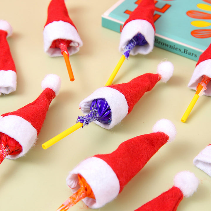 20 Pcs Christmas Candy Hat Finger Cap Lollipop Decoration Hats Mini Santa Hat Year Party Table Dinner Decoration Wine Image 8