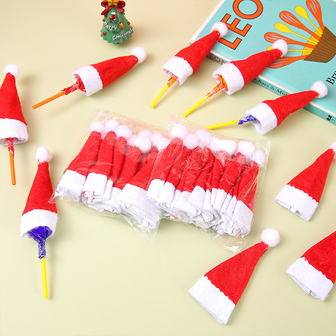 20 Pcs Christmas Candy Hat Finger Cap Lollipop Decoration Hats Mini Santa Hat Year Party Table Dinner Decoration Wine Image 9