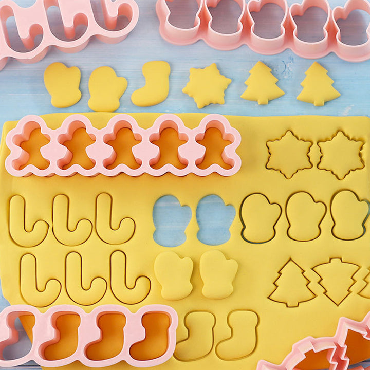 6Pcs Christmas Cookie Cutters Mini 3D Stamps for Baking DIY Press Molds Gingerbread Man Christmas Tree Snowflake Kitchen Image 2