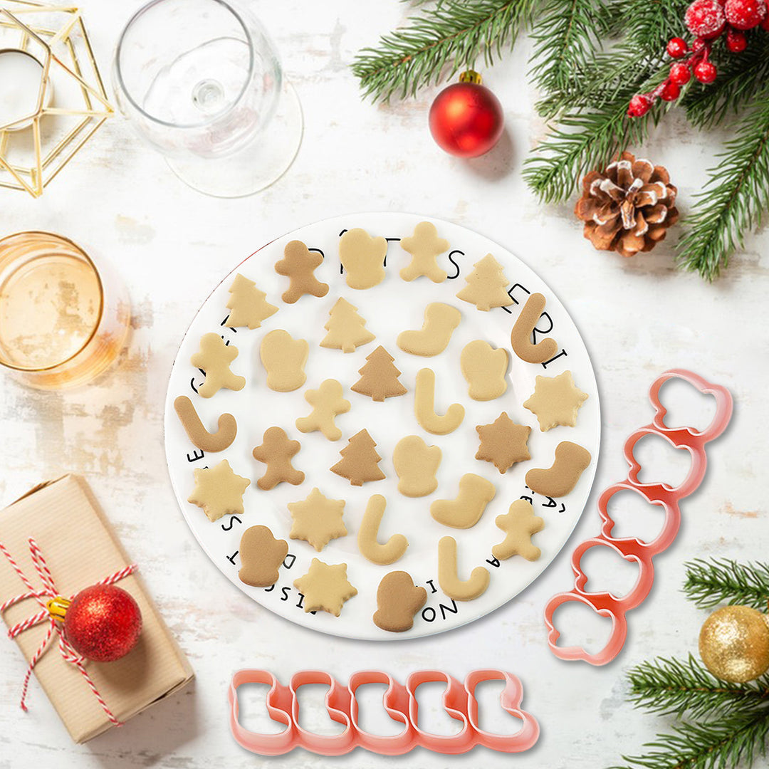 6Pcs Christmas Cookie Cutters Mini 3D Stamps for Baking DIY Press Molds Gingerbread Man Christmas Tree Snowflake Kitchen Image 4