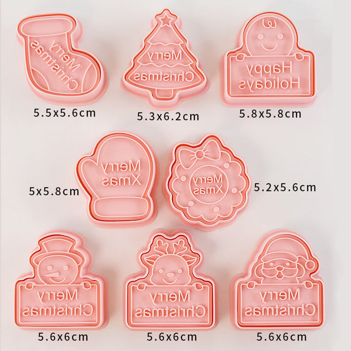 8Pcs Christmas Cookie Cutter Set 3D Mini Stamps for Baking DIY Press Molds Christmas Tree Snowman Santa Snowflake Merry Image 6