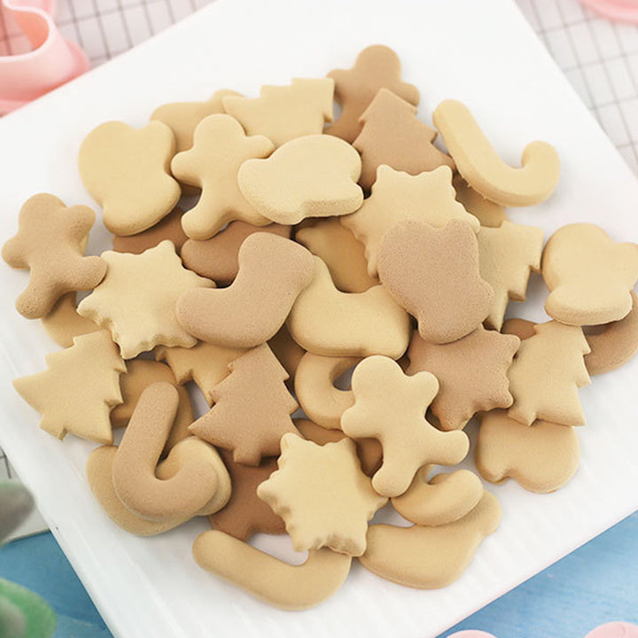 6Pcs Christmas Cookie Cutters Mini 3D Stamps for Baking DIY Press Molds Gingerbread Man Christmas Tree Snowflake Kitchen Image 8