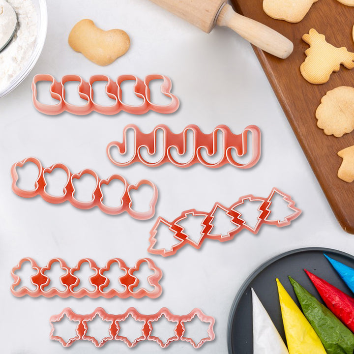 6Pcs Christmas Cookie Cutters Mini 3D Stamps for Baking DIY Press Molds Gingerbread Man Christmas Tree Snowflake Kitchen Image 9