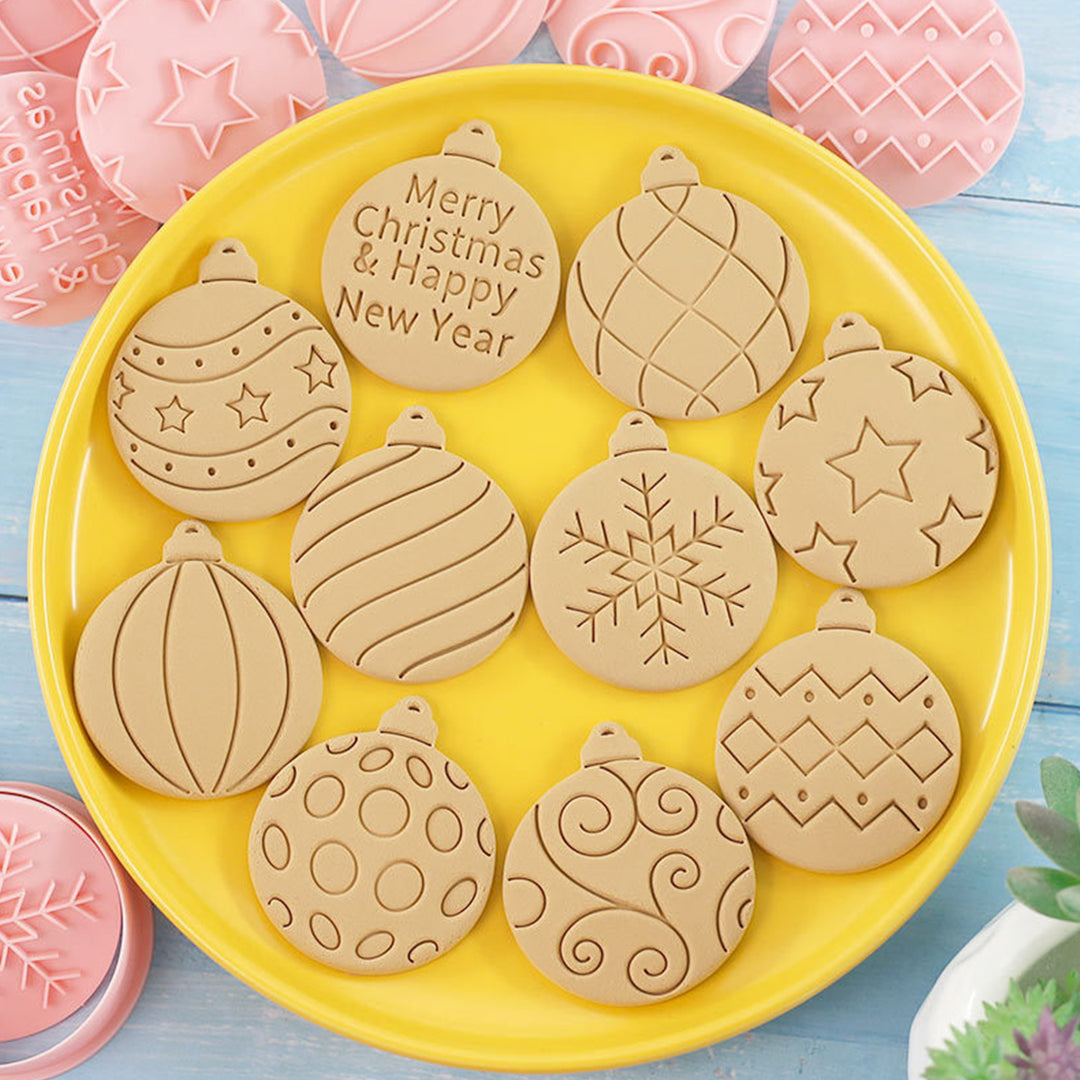 10Pcs Christmas Cookie Cutter Set Mini Stamps for Baking Food-Grade Snowflake Santa Sugar Cookie Molds for Holiday Image 4