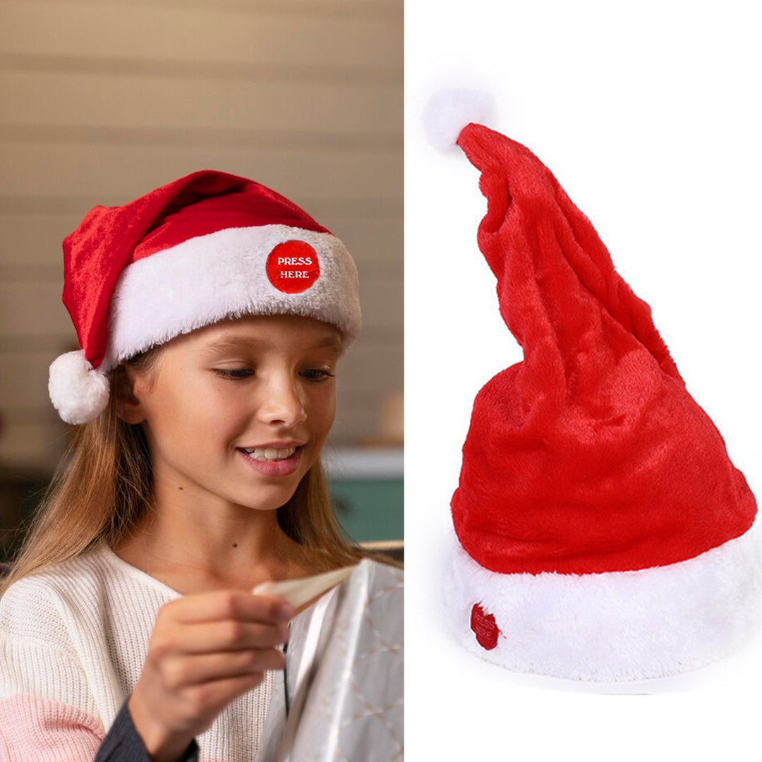 Electric Swinging Santa Hat Adults Kids Plush Christmas Hat Battery-operated Singing Santa Hat for Year Party Supplies Image 1