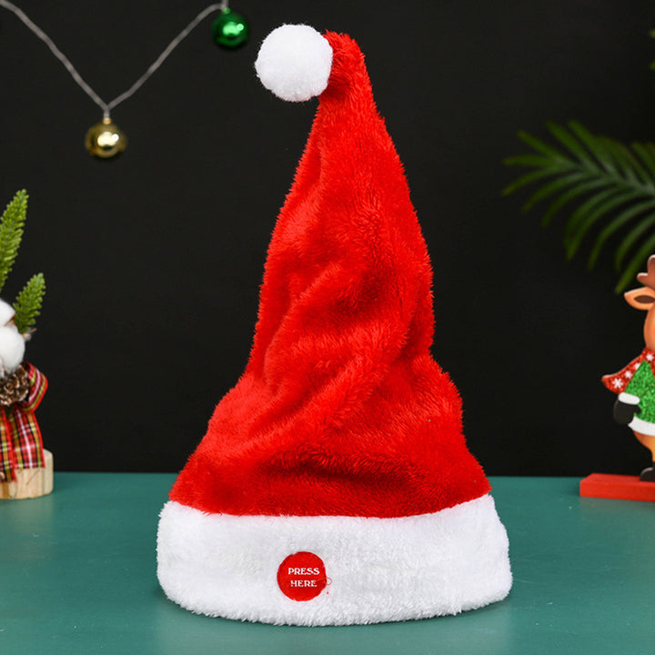 Electric Swinging Santa Hat Adults Kids Plush Christmas Hat Battery-operated Singing Santa Hat for Year Party Supplies Image 2