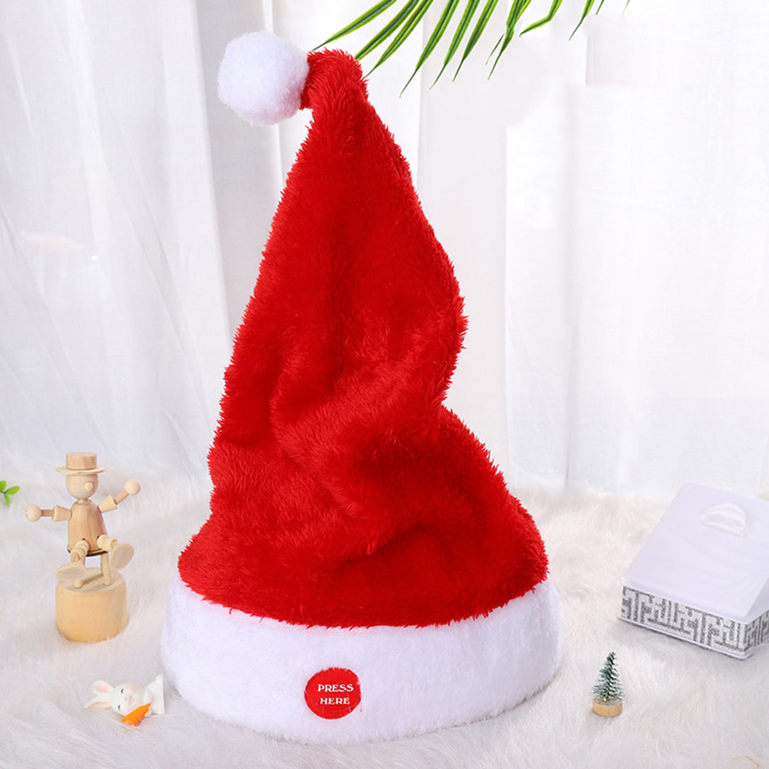 Electric Swinging Santa Hat Adults Kids Plush Christmas Hat Battery-operated Singing Santa Hat for Year Party Supplies Image 4