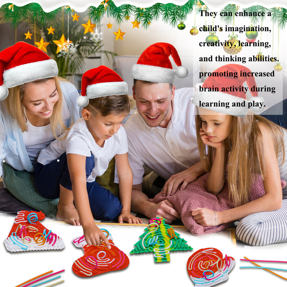 4Pcs/Set Christmas Sensory Activity Board Santa Hat Glove Tree Stress Relief Silicone Strip Fidget Toy Travel Kids Image 2