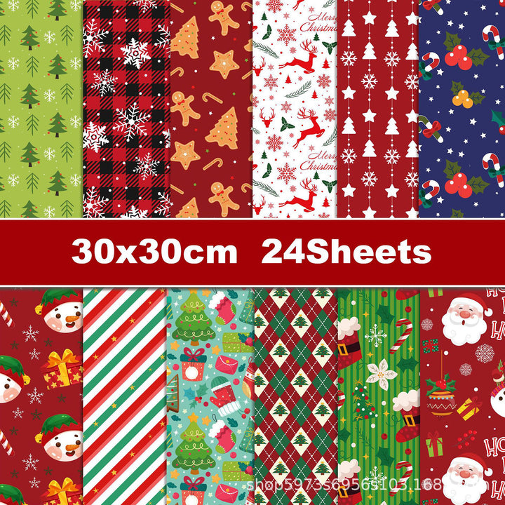 24Pcs/Set Christmas Scrapbook Paper DIY Handmade Art Craft Project Card Making Photo Album Journaling Decorative Paper Image 8