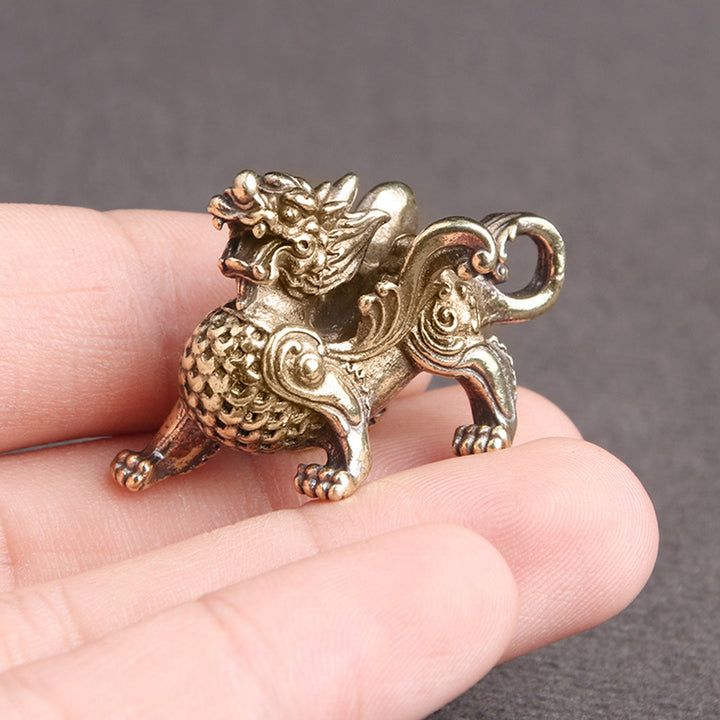 Chinese Style Brass Kylin-Beast Statue Figurine for Wealth Prosperity Luck Fengshui Luck Auspicious Beast for Car Image 3