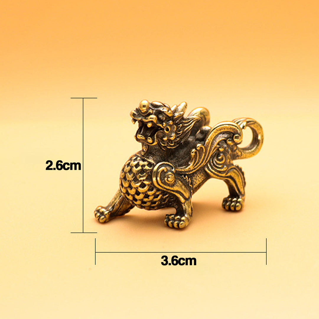 Chinese Style Brass Kylin-Beast Statue Figurine for Wealth Prosperity Luck Fengshui Luck Auspicious Beast for Car Image 6