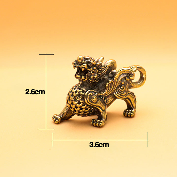 Chinese Style Brass Kylin-Beast Statue Figurine for Wealth Prosperity Luck Fengshui Luck Auspicious Beast for Car Image 6