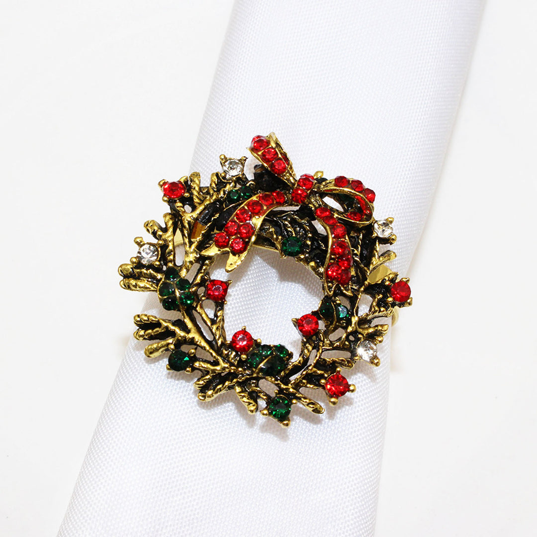 6 Pcs/Set Christmas Napkin Rings Wreath Elk Christmas Tree Shape Table Decoration Wedding Party Holiday Dining Accents Image 3