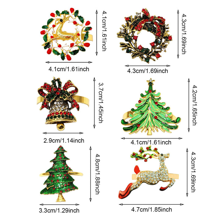 6 Pcs/Set Christmas Napkin Rings Wreath Elk Christmas Tree Shape Table Decoration Wedding Party Holiday Dining Accents Image 6