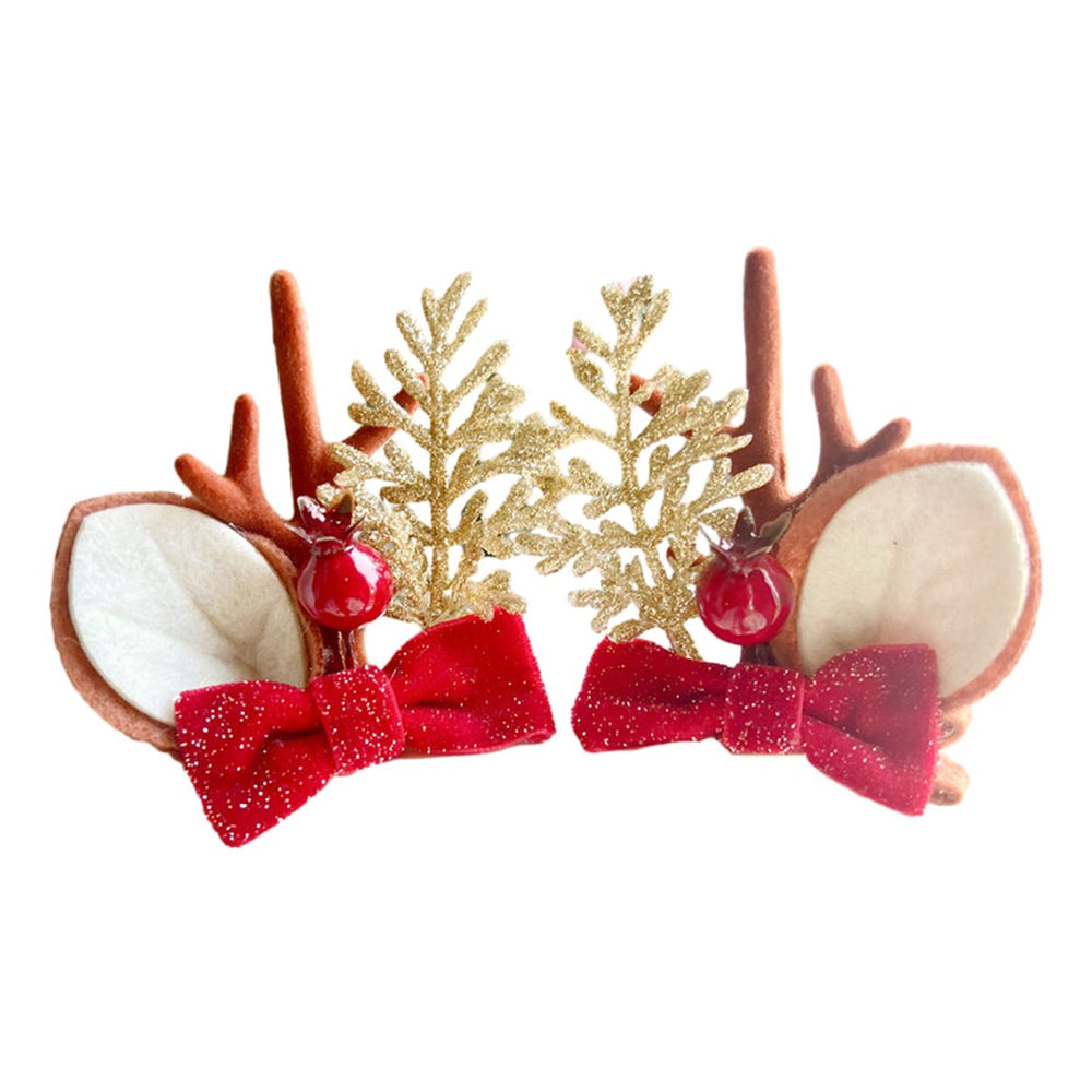 1 Pair Christmas Hairpins Red Berry Ball Elk Horn Hair Clips Anti-slip Lightweight Headwear Hair Accessories Happy Year Image 2