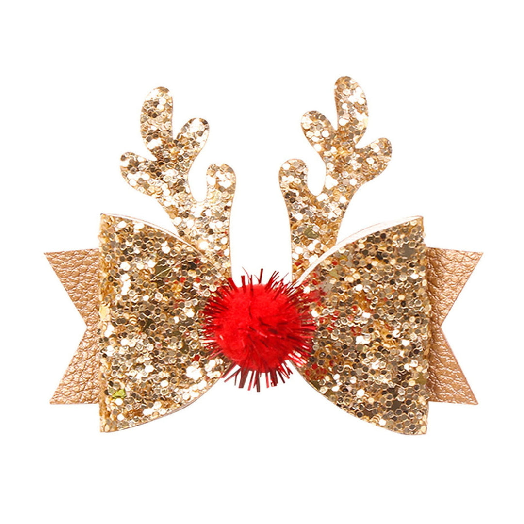 Christmas Hairpin Antler Bow Shiny Sequin Anti-slip Festive Lightweight Year Hair Decoration Fixation Hair Clip Girls Image 11