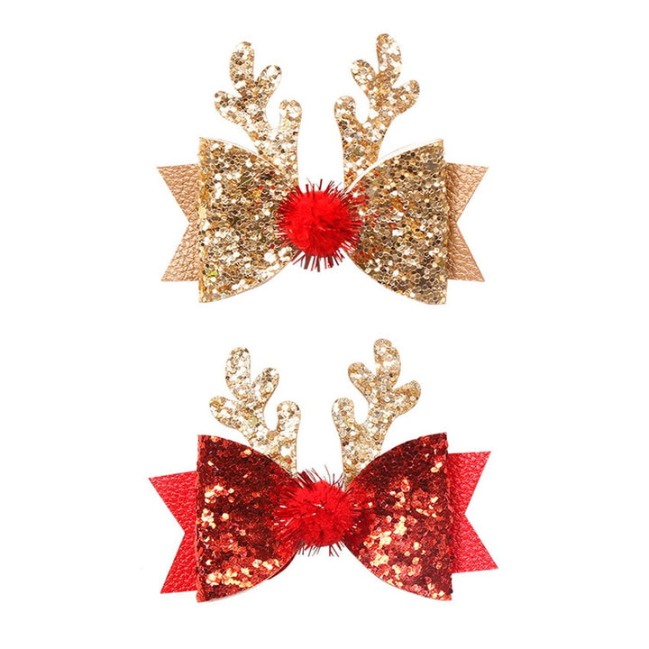 Christmas Hairpin Antler Bow Shiny Sequin Anti-slip Festive Lightweight Year Hair Decoration Fixation Hair Clip Girls Image 12