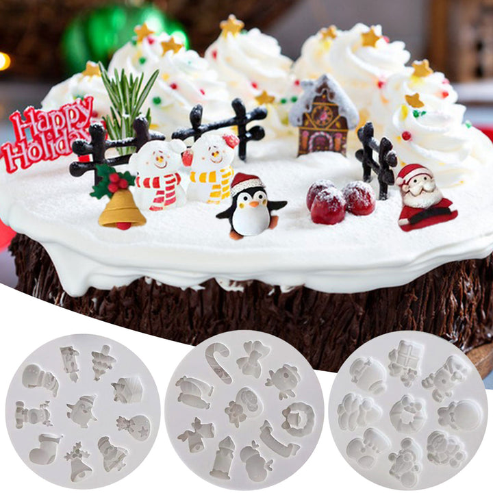 Christmas Silicone Mold Santa Claus Reindeer Snowman Wreath Bell Non-stick Food Grade Easy Release Fondant Chocolate Image 4