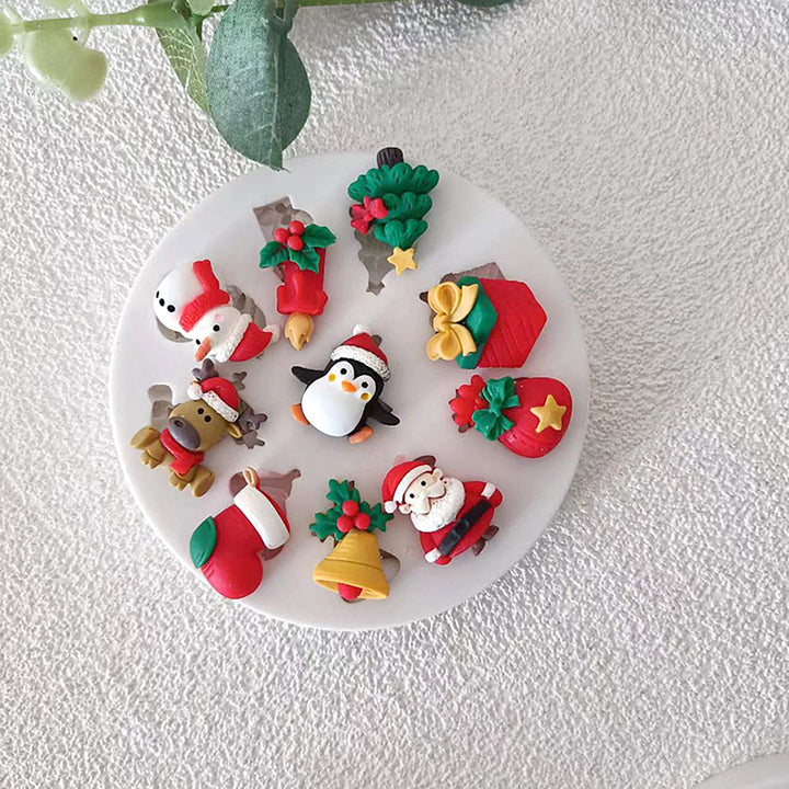 Christmas Silicone Mold Santa Claus Reindeer Snowman Wreath Bell Non-stick Food Grade Easy Release Fondant Chocolate Image 11