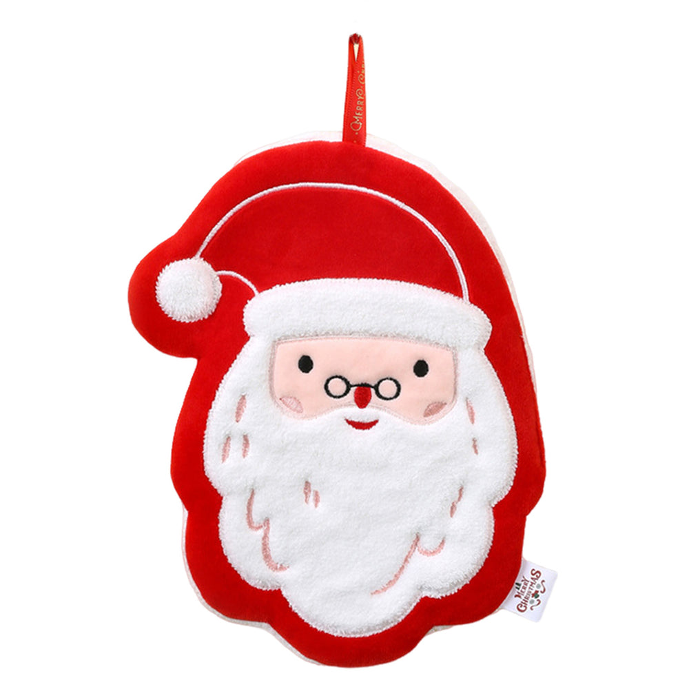 Christmas Hand Towel Santa Tree Bell Glove Snowman Elk Ultra Soft Thick Coral Fleece Hanging Loop Quick Drying Bathroom Image 2