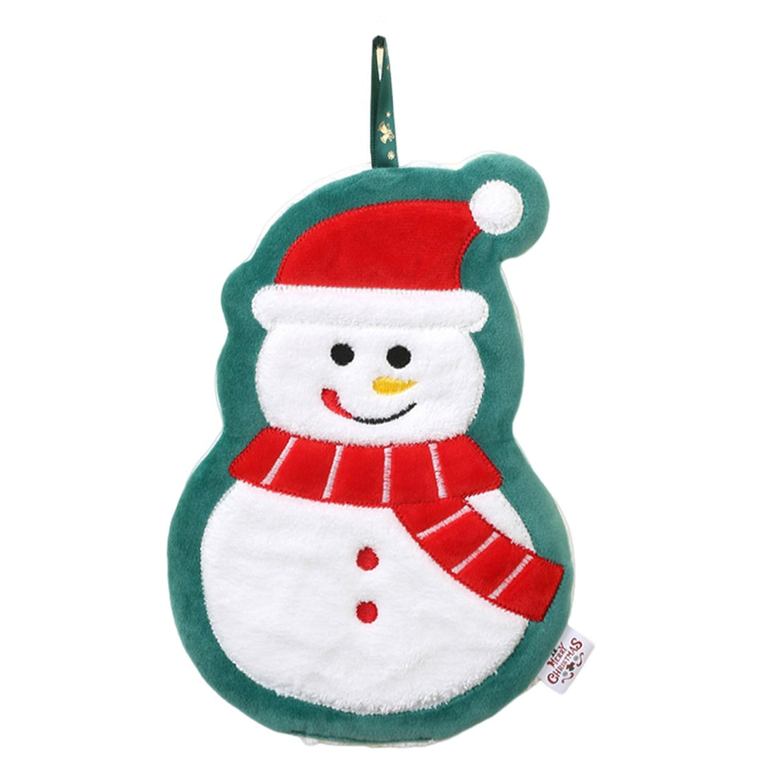 Christmas Hand Towel Santa Tree Bell Glove Snowman Elk Ultra Soft Thick Coral Fleece Hanging Loop Quick Drying Bathroom Image 4