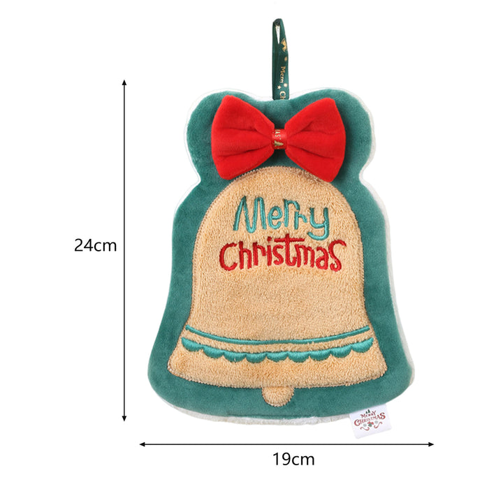 Christmas Hand Towel Santa Tree Bell Glove Snowman Elk Ultra Soft Thick Coral Fleece Hanging Loop Quick Drying Bathroom Image 9