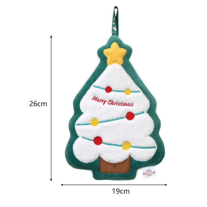 Christmas Hand Towel Santa Tree Bell Glove Snowman Elk Ultra Soft Thick Coral Fleece Hanging Loop Quick Drying Bathroom Image 10